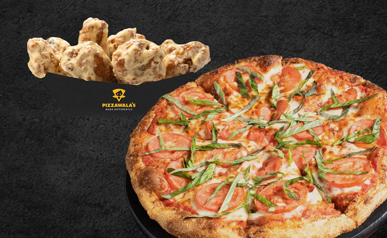 Margherita Pizza with Garlic Parmesan Wings