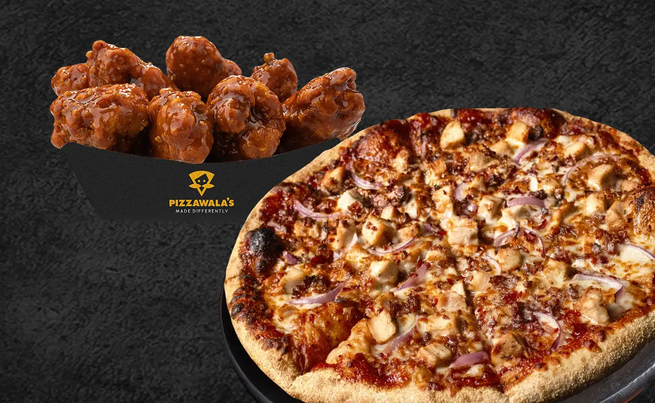 BBQ Chicken Pizza with Mango Habanero Wings