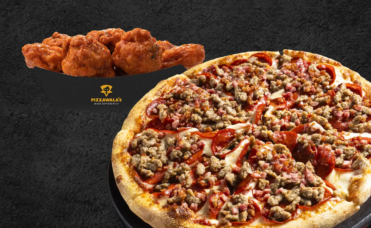 Meat-a-More Pizza with Ghost Pepper Wings