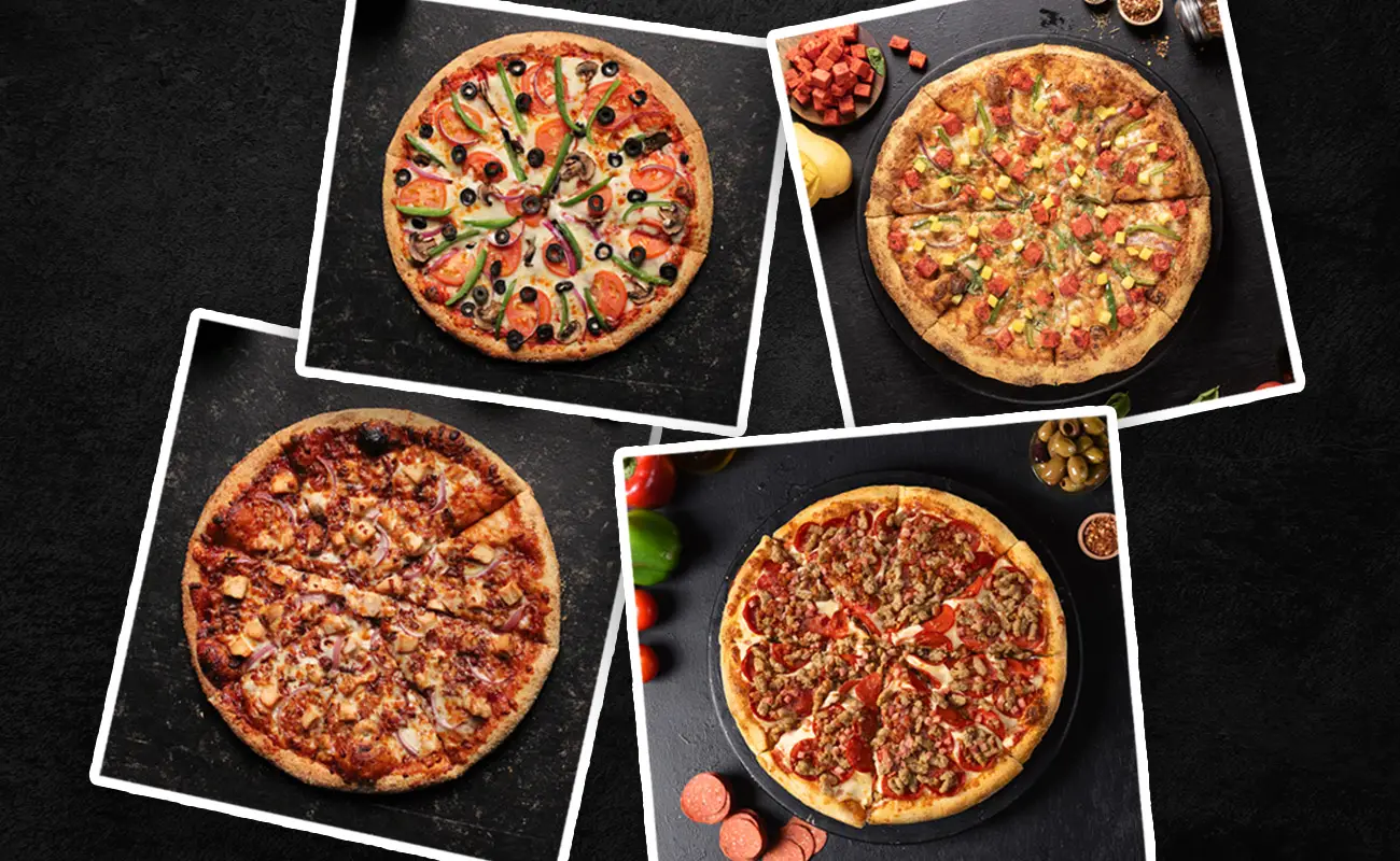 Meat-a-more Pizza BBQ Chicken Pizza Mango Paneer Pizza Classic Veggie Pizza