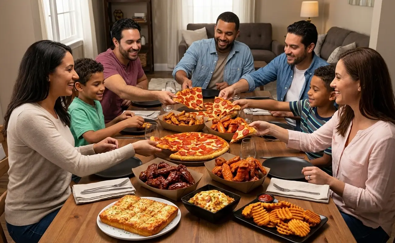 Group Meal Ideas Featuring Pizza, Wings, and Sides in Canton